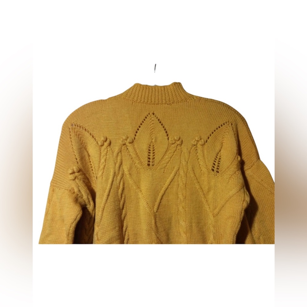 Handmade Yellow Knit Pullover Sweater Juniors/Girls Size M - Picture 7 of 8